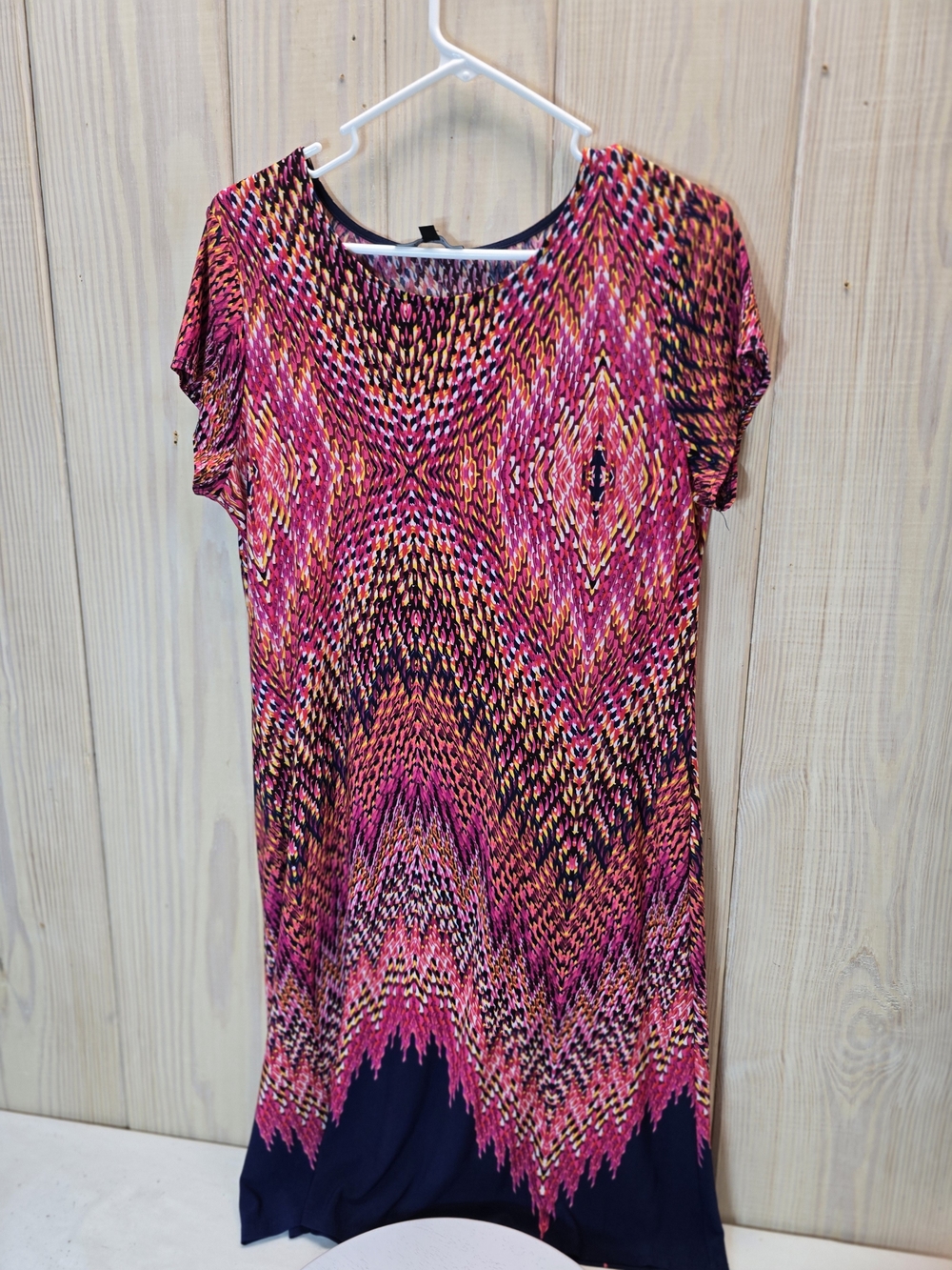 Tiana B. Pink and Black Mosaic Print Dress